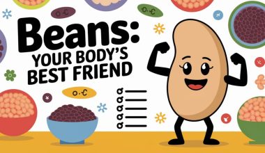 Illustration of a bean with the words, Beans your body's best friend